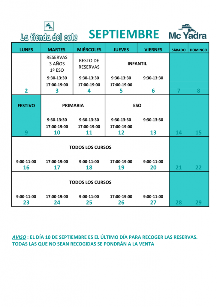 HorarioMcYadra_Septiembre2019